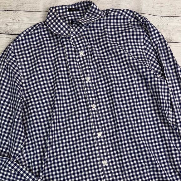 J. Crew Men's 120's 2-Ply Crosby Buttoned Shirt Navy White Gingham Check Large - Picture 6 of 6